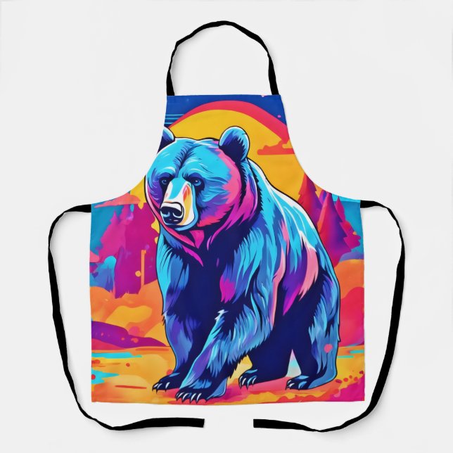 Vibrant Bear Art Apron (Front)