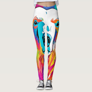 Vibrant Bear Head Artwork Leggings