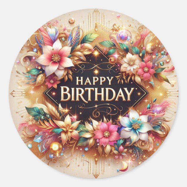 Vibrant Beautiful Design birthday Sticker (Front)