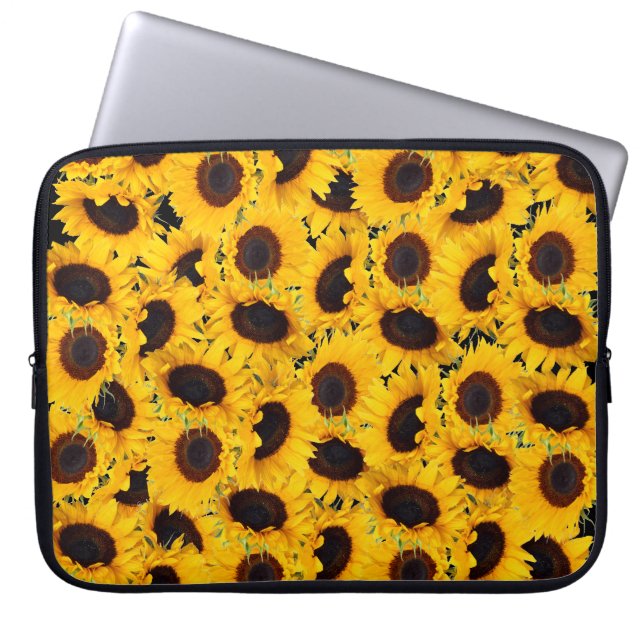 Vibrant Beautiful Sunflowers Nature Floral Prints Laptop Sleeve (Front)