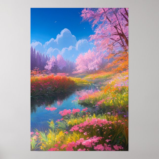 Vibrant Beauty of the Colourful Flower Field Poster (Front)