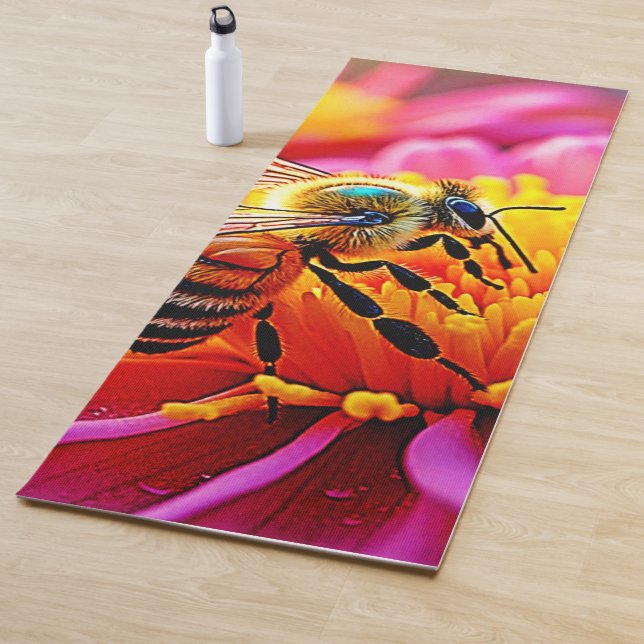 Vibrant Bee on Bloom Design Yoga Mat (In Situ)
