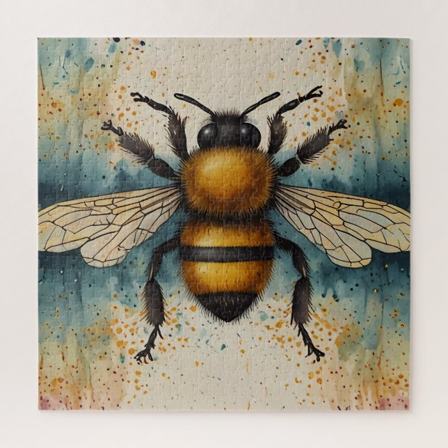Vibrant Bee Watercolour Pattern Jigsaw Puzzle (Vertical)
