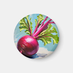 Vibrant Beetroot Magenta Leaves Magnet