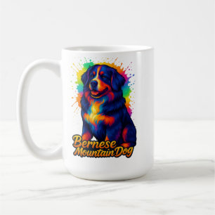 Vibrant Bernese Mountain Dog Pop Art Design Coffee Mug