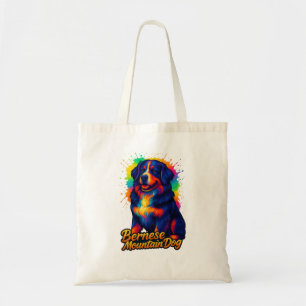 Vibrant Bernese Mountain Dog Pop Art Design Tote Bag