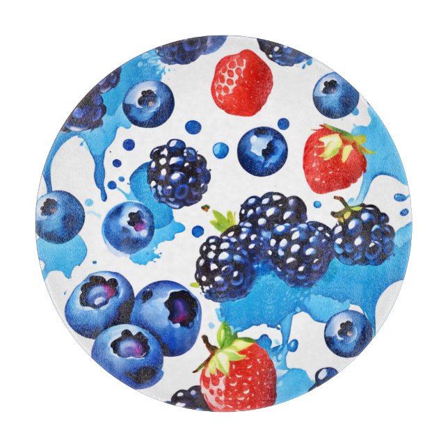 Vibrant Berry Pattern Cutting Board (Front)