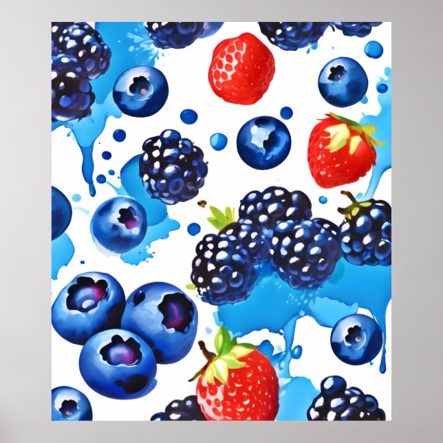 Vibrant Berry Pattern Poster (Front)