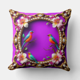 Vibrant Birds Perched Cushion