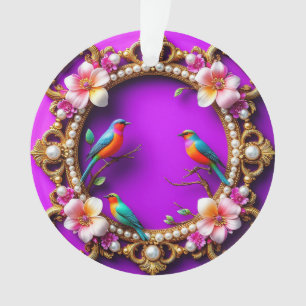 Vibrant Birds Perched Ornament