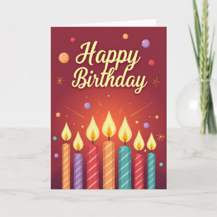 Vibrant Birthday Candle Art Card