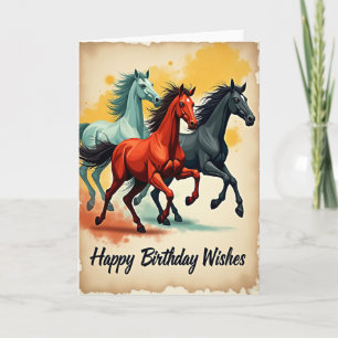 Vibrant Birthday Horse Art Card