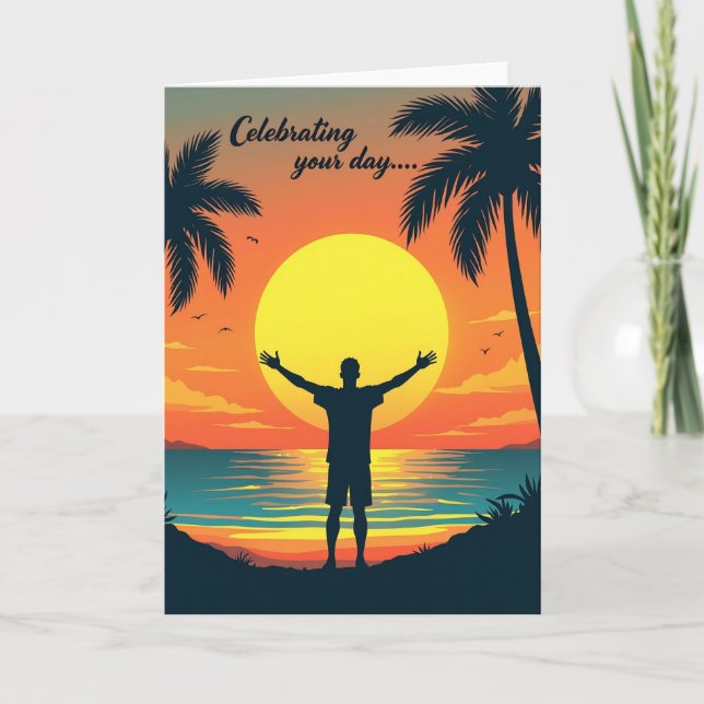 Vibrant Birthday Palm Card (Front)