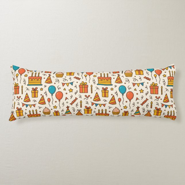 Vibrant Birthday Party Seamless Pattern Body Cushion (Front)