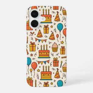 Vibrant Birthday Party Seamless Pattern iPhone 16 Case