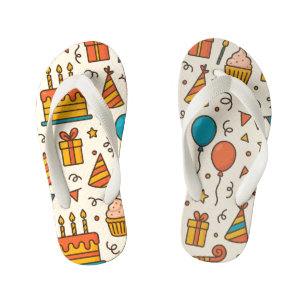 Vibrant Birthday Party Seamless Pattern Kid's Thongs
