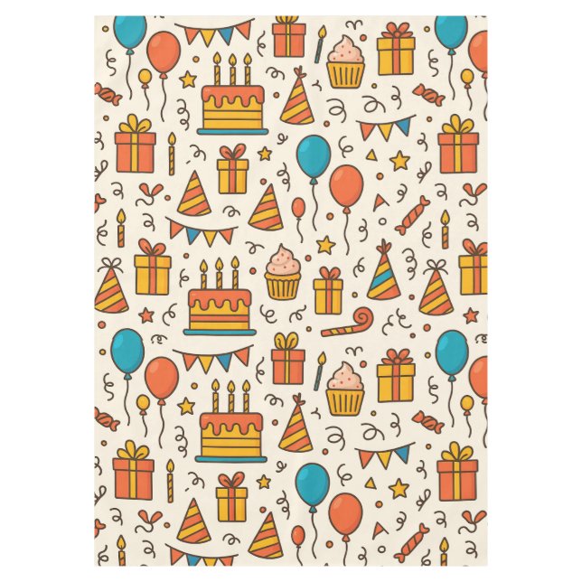 Vibrant Birthday Party Seamless Pattern Tablecloth (Front)