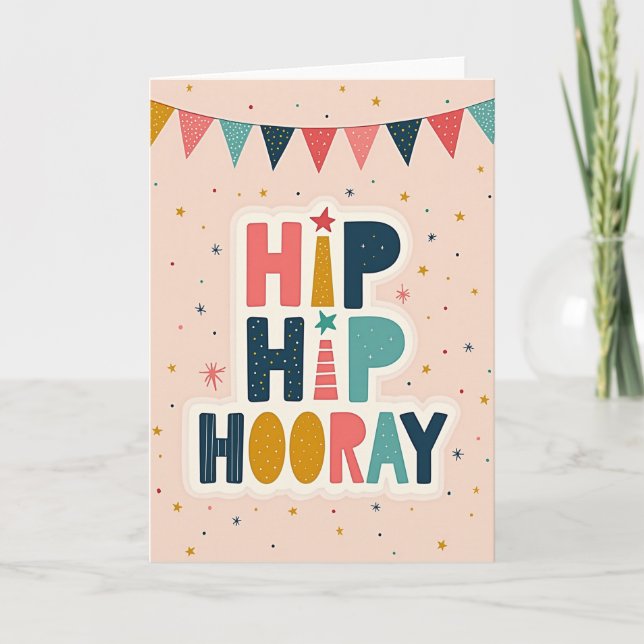 Vibrant Birthday Pennant Card (Front)