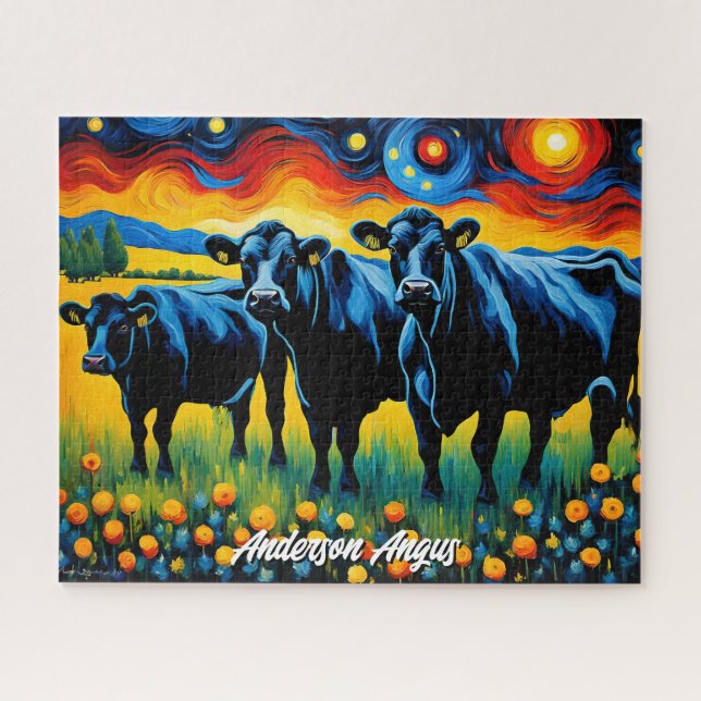 Vibrant Black Angus Cattle Jigsaw Puzzle (Horizontal)