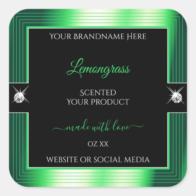 Vibrant Black Green Shiny Brilliants Product Label (Front)