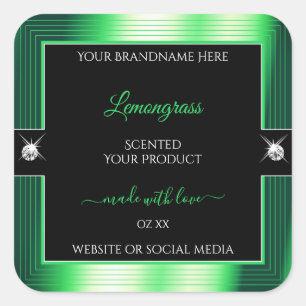 Vibrant Black Green Shiny Brilliants Product Label