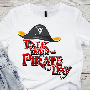 Vibrant Black Pirate Hat with 'Talk Like a Pirate' T-Shirt