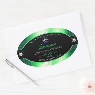 Vibrant Black Shiny Green with Logo Product Label