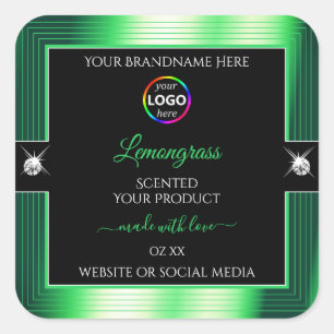 Vibrant Black Shiny Green with Logo Product Label