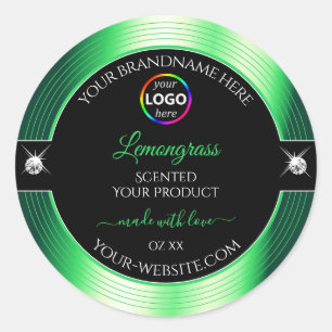 Vibrant Black Shiny Green with Logo Product Label
