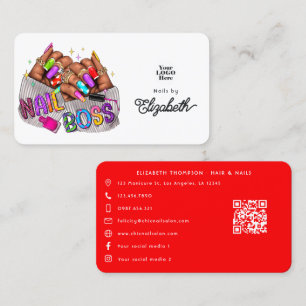 Vibrant Black Woman Nail Boss Business Card