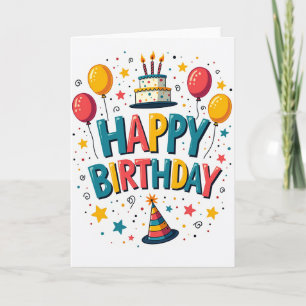 Vibrant Block Letter Birthday Card