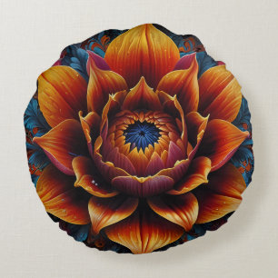 Vibrant Bloom: A Symphony of Colour Round Cushion