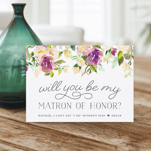 Vibrant Bloom Be My Matron of Honour Card