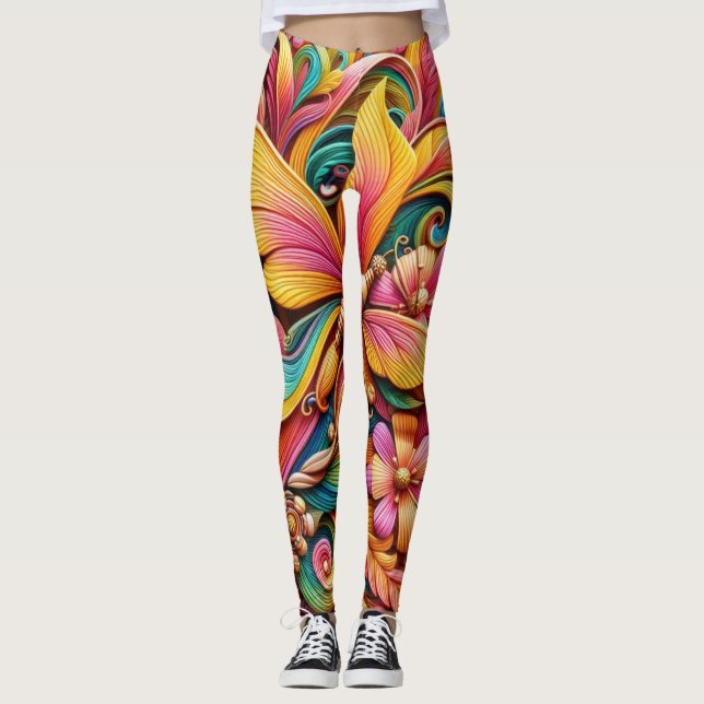 Vibrant Bloom Capri Leggings (Front)