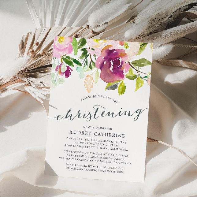 Vibrant Bloom | Christening Invitation (Creator Uploaded)