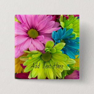 Vibrant Bloom – Colourful Floral Art 15 Cm Square Badge