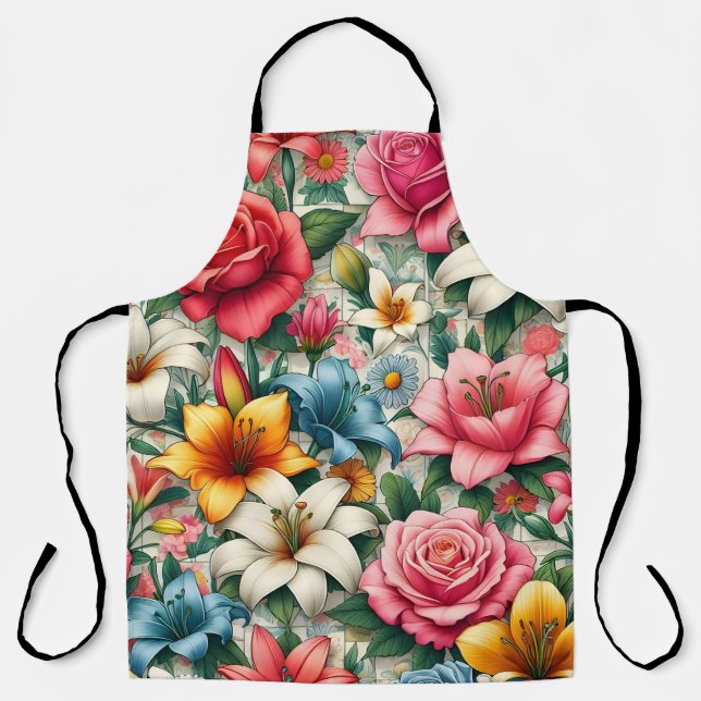 Vibrant Bloom Floral Apron (Front)