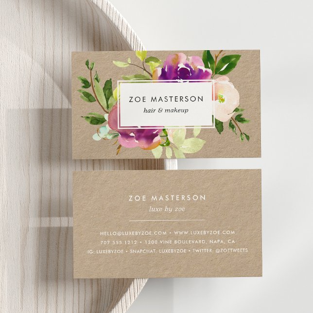 Vibrant Bloom Floral Kraft Business Card (Creator Uploaded)