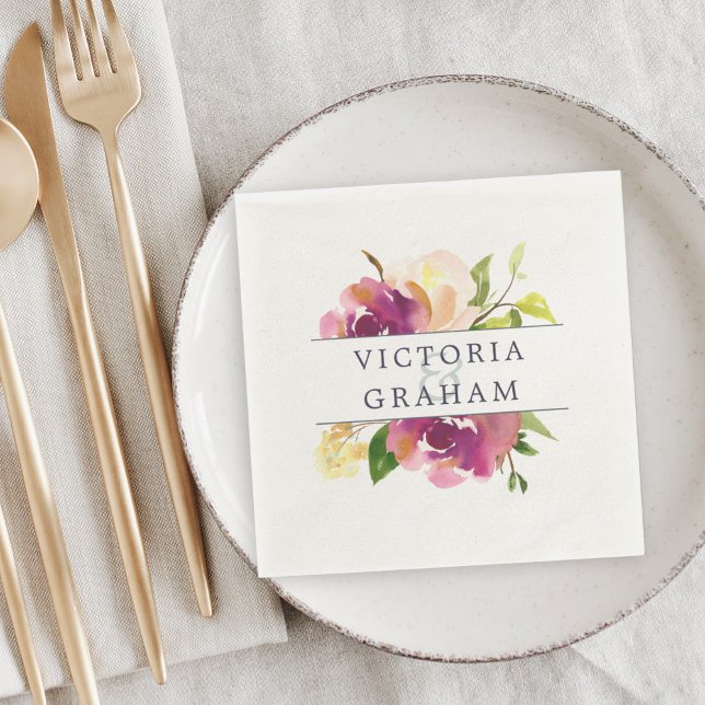 Vibrant Bloom | Floral Personalised Wedding Napkin (Creator Uploaded)