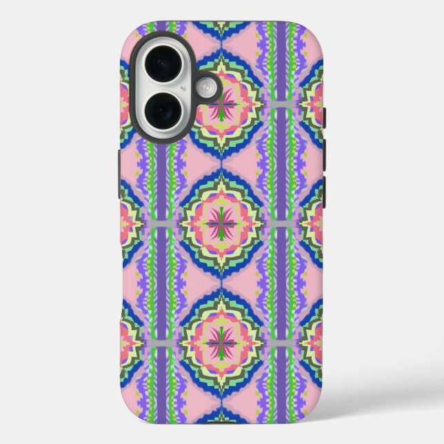 Vibrant Bloom Kaleidoscope: Pink & Emerald Mandala Case-Mate iPhone Case (Back)