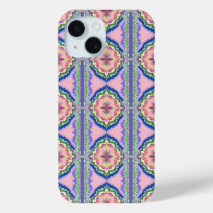 Vibrant Bloom Kaleidoscope: Pink & Emerald Mandala iPhone 15 Case