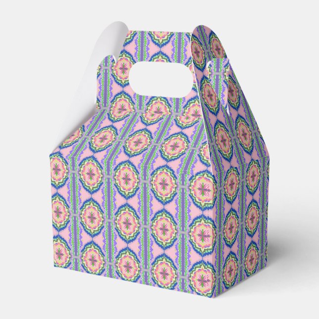 Vibrant Bloom Kaleidoscope: Pink & Emerald Mandala Favour Box (Front Side)