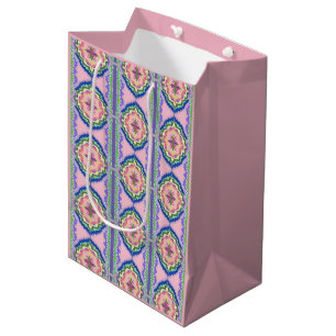 Vibrant Bloom Kaleidoscope: Pink & Emerald Mandala Medium Gift Bag