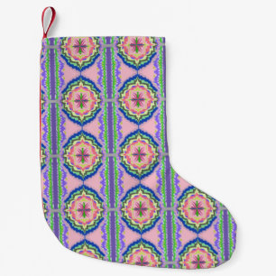 Vibrant Bloom Kaleidoscope: Pink & Emerald Mandala Small Christmas Stocking