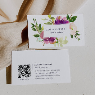 Vibrant Bloom Modern Floral QR Code Business Card