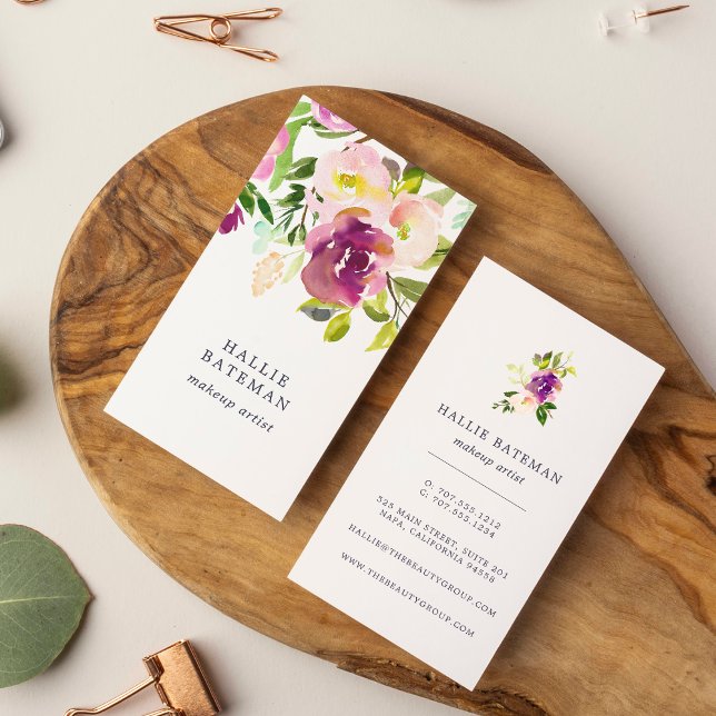 Vibrant Bloom | Modern Watercolor Floral Vertical Business Card (Creator Uploaded)