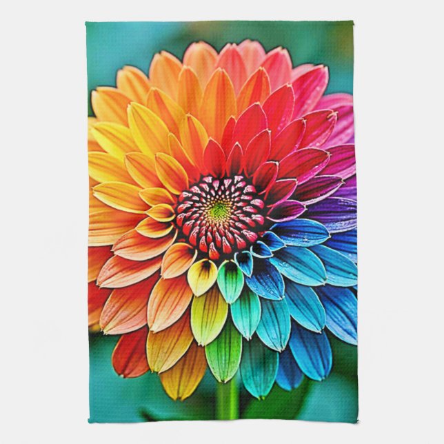 Vibrant Bloom of Hope and Joy Design Tea Towel (Vertical)