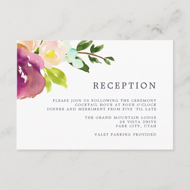 Vibrant Bloom Reception Card (Front)