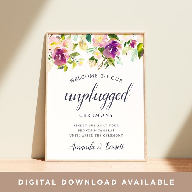 Vibrant Bloom Unplugged Wedding Ceremony Sign (Creator Uploaded)
