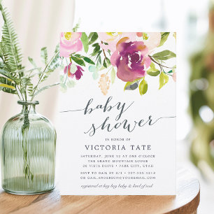 Vibrant Bloom Watercolor Baby Shower Invitation